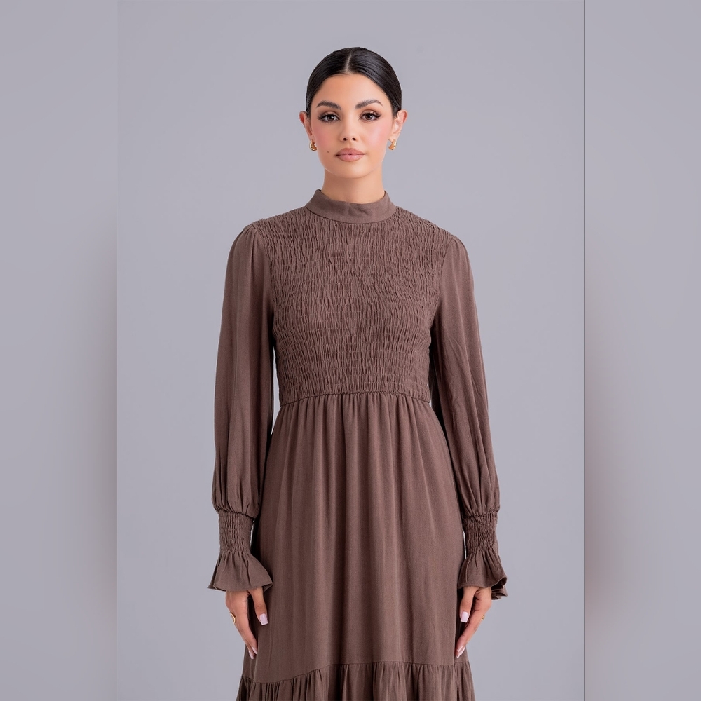 Serena Linen Maxi Dress in Espresso